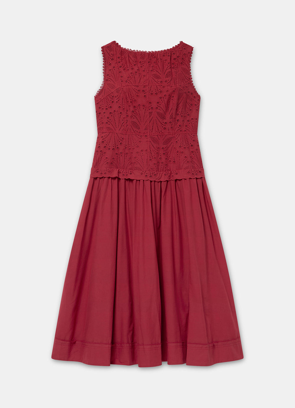 Red Cotton Broderie Midi Dress – Mint Velvet