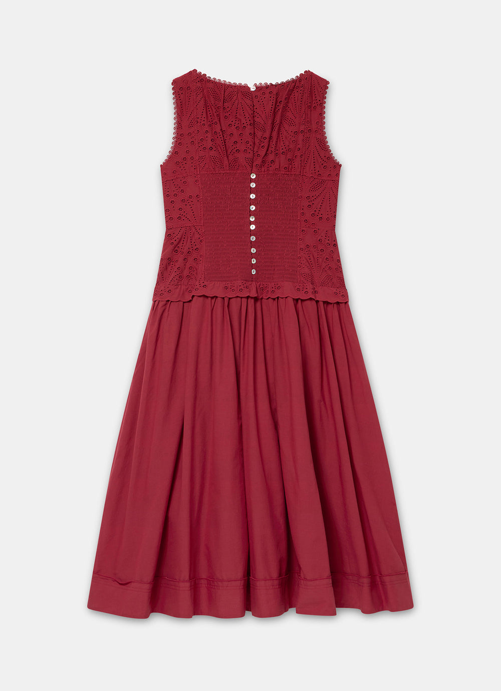 fitted lace wedding dress Red Cotton Broderie Midi Dress – Mint Velvet
