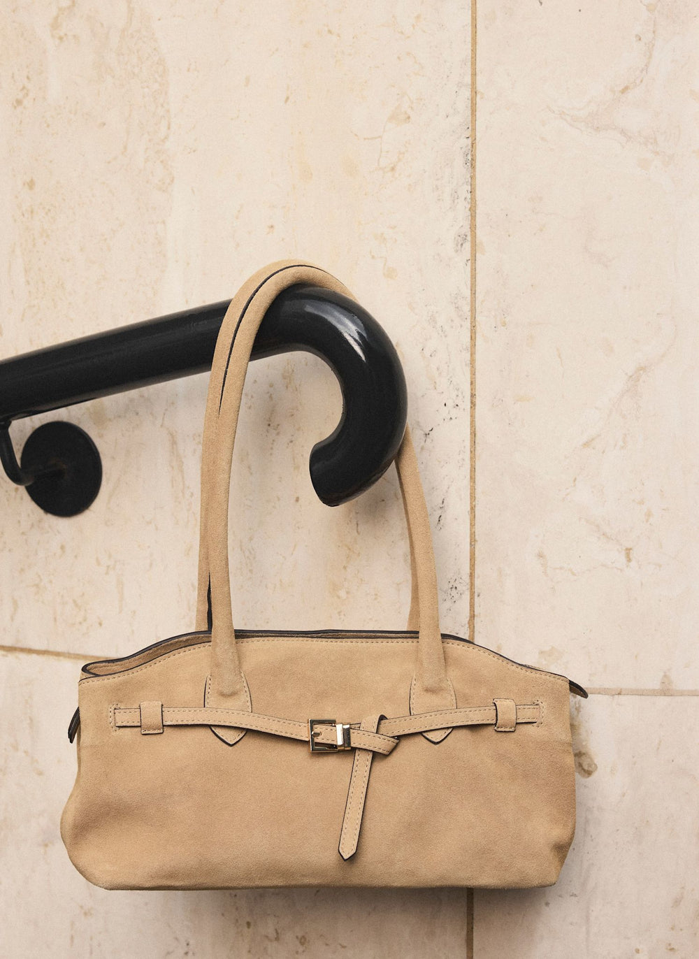 Brooke Neutral Suede Shoulder Bag