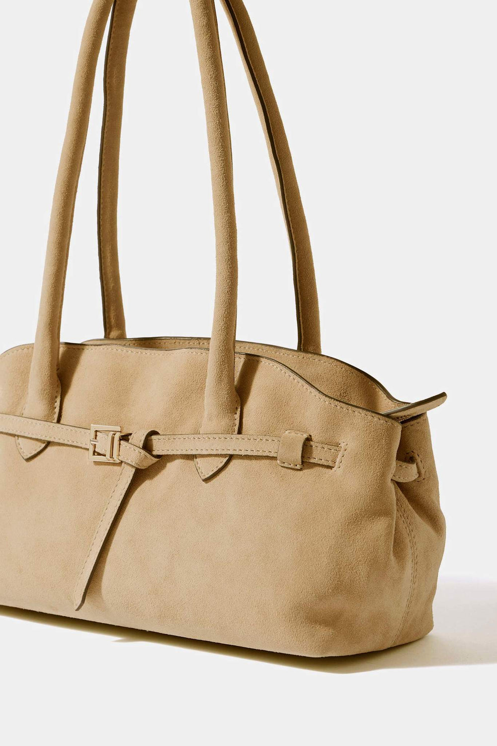 Brooke Neutral Suede Shoulder Bag