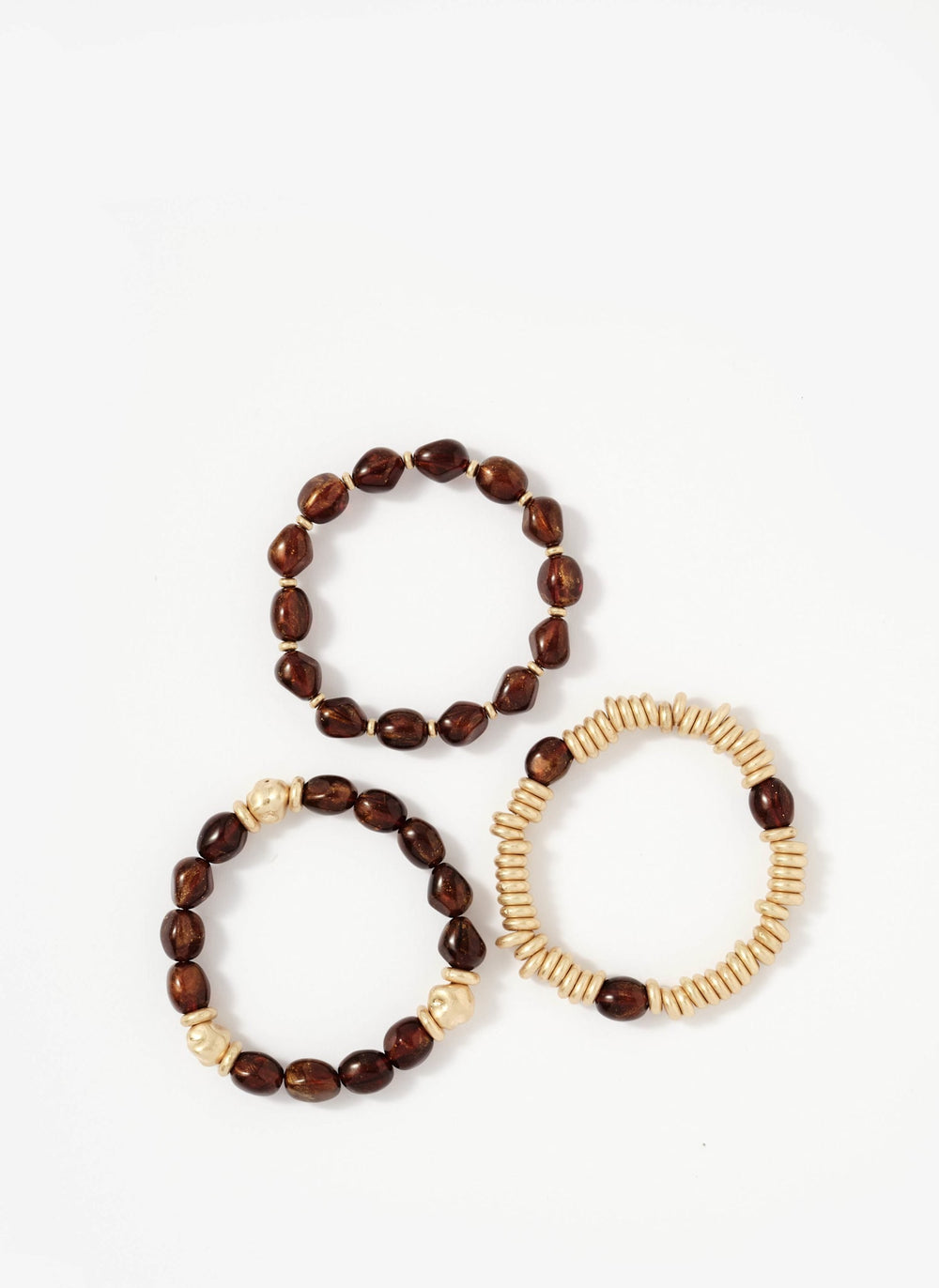 Brown Beaded Bracelet Set