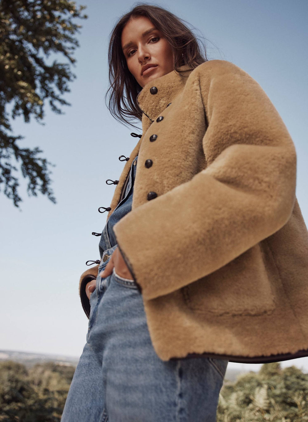 Brown Faux Fur Toggle Jacket