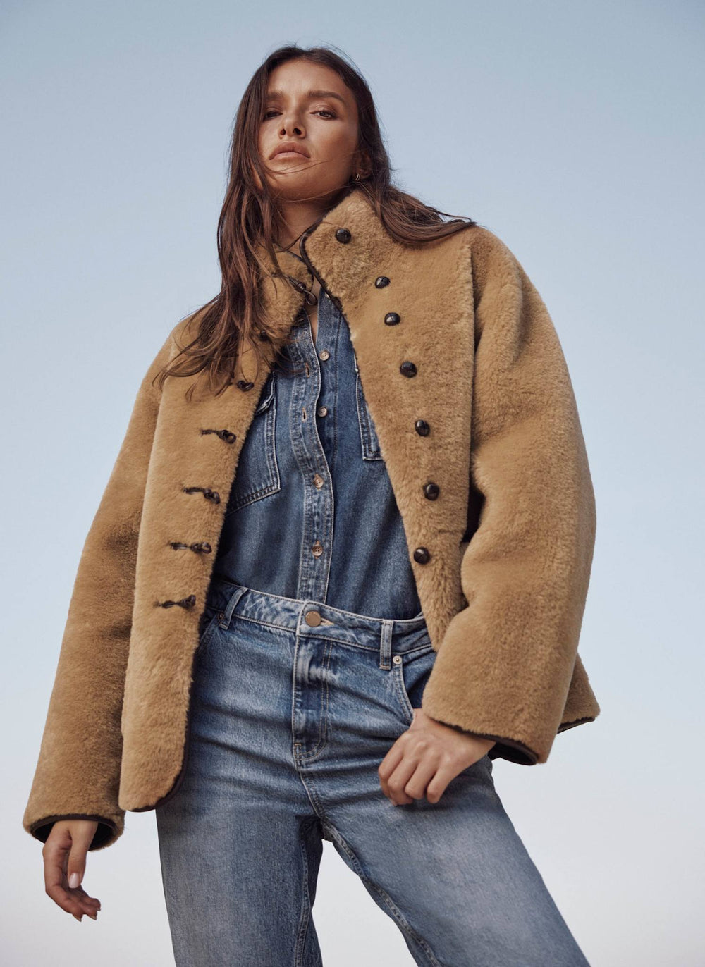 Brown Faux Fur Toggle Jacket