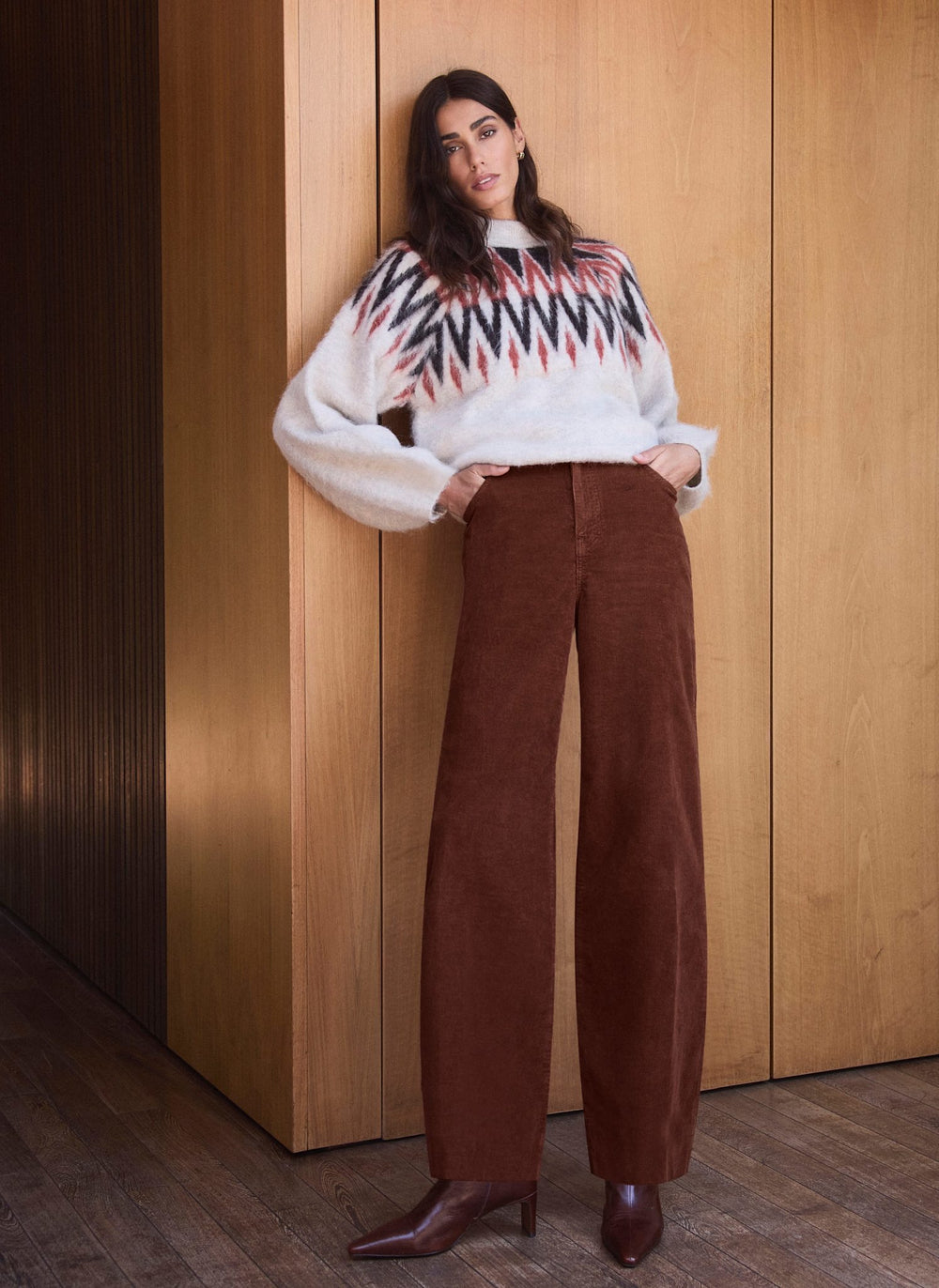 Brown Corduroy Barrel Leg Trousers