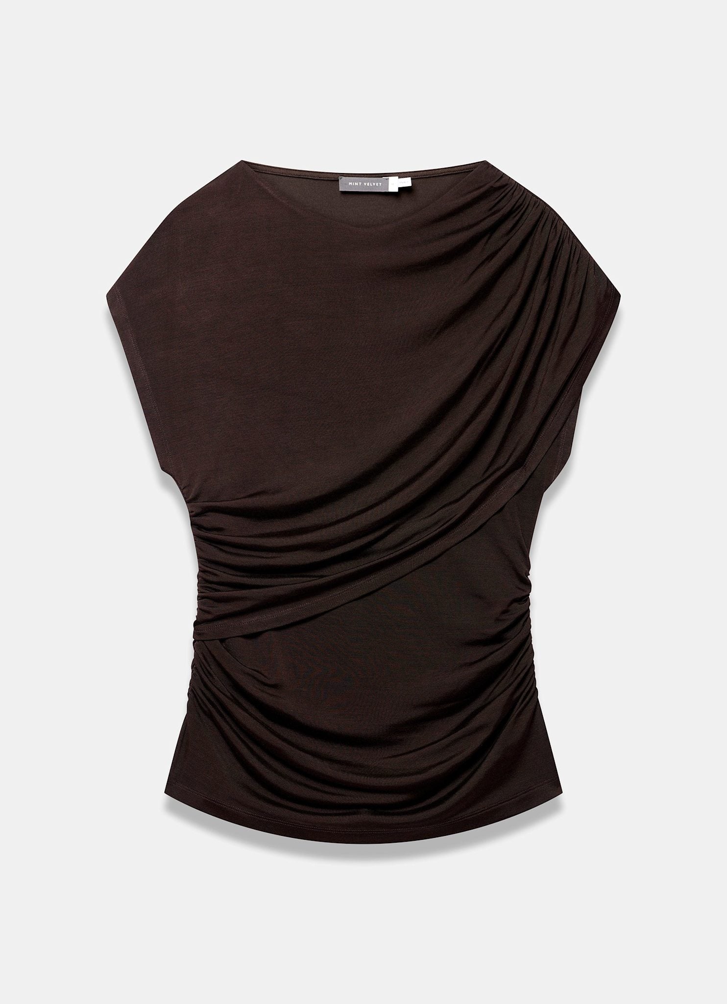 Dark Brown Layered Drape Top – Mint Velvet