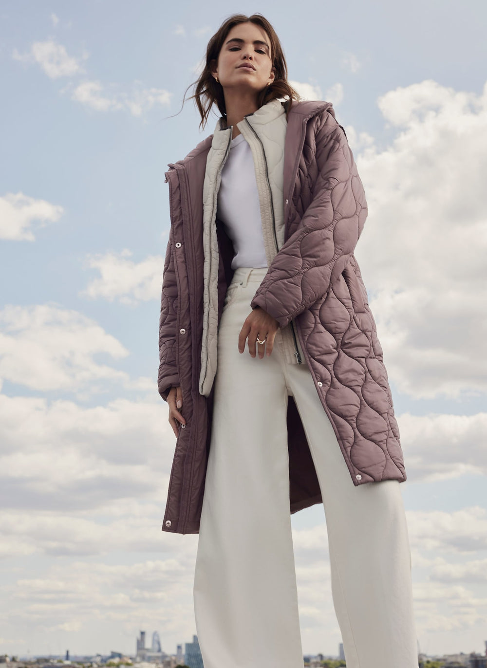 Brown Double Layer Quilted Coat