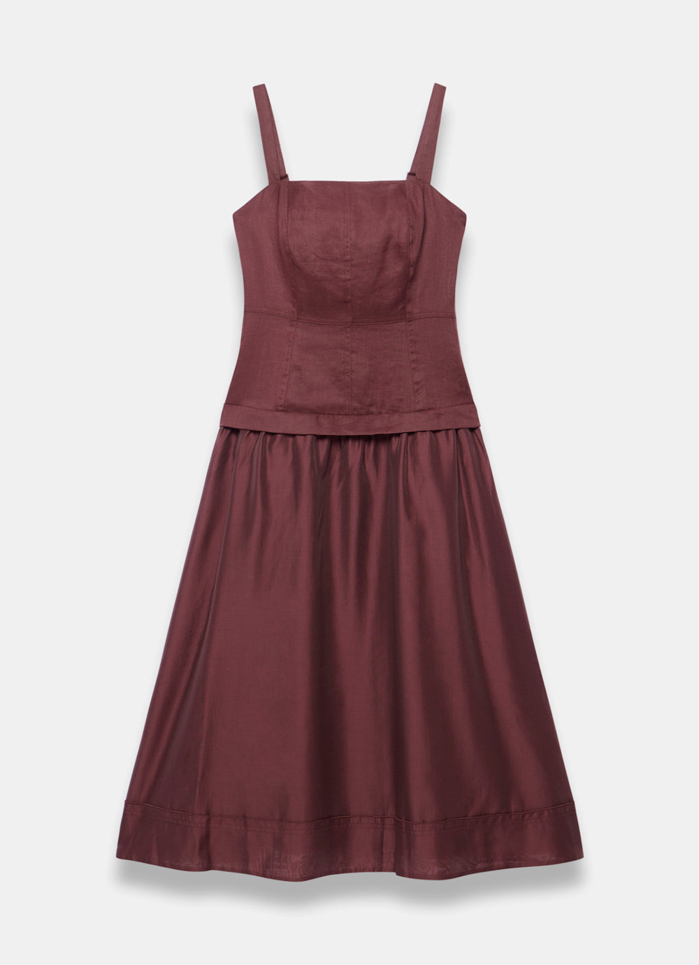 Burgundy Ramie Drop Waist Midi Dress Mint Velvet Burgundy Ramie Drop Waist Midi Dress Mint Velvet