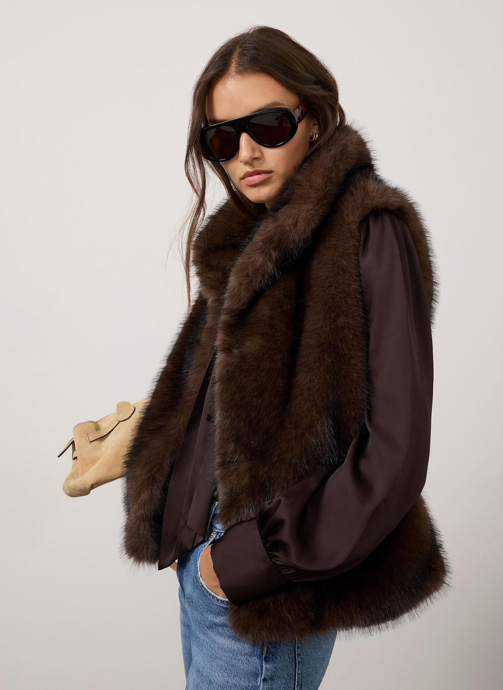 Brown Faux Fur Gilet