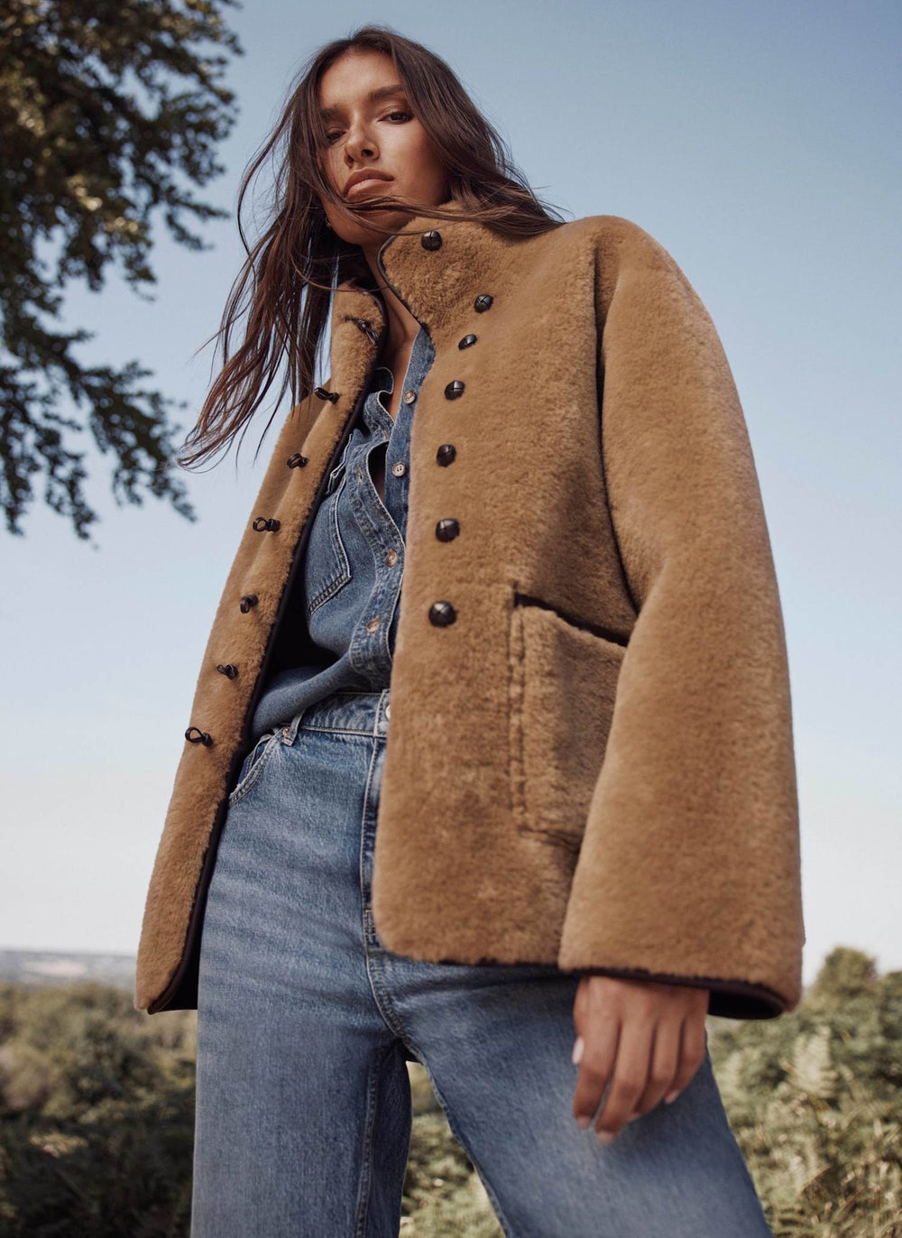 Brown Faux Fur Toggle Jacket