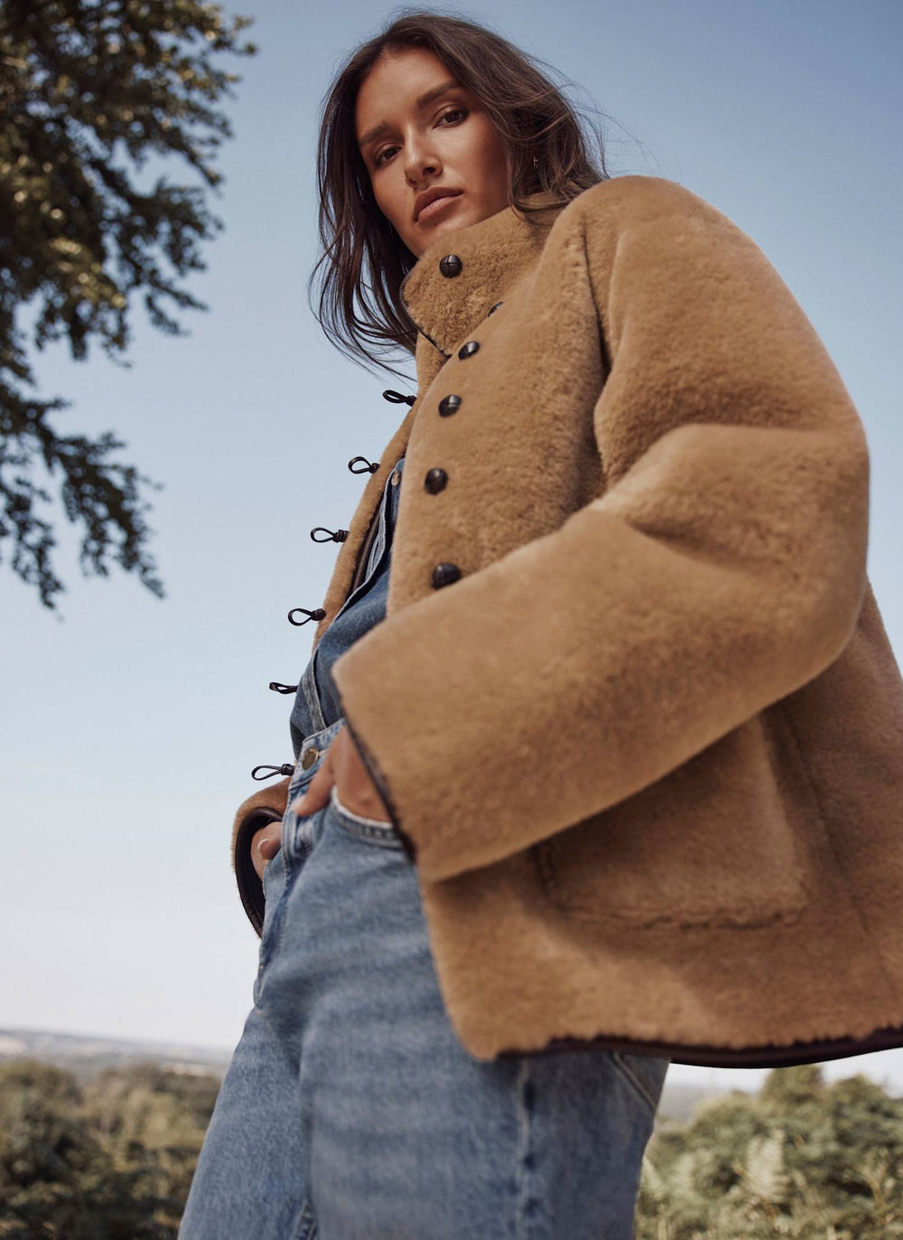 Brown Faux Fur Toggle Jacket