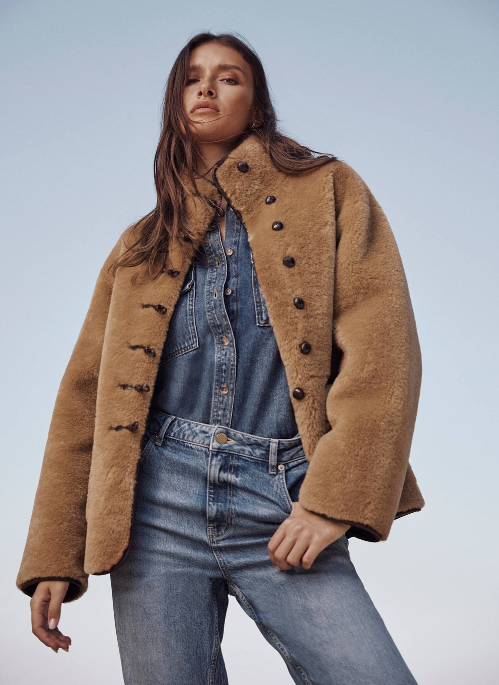 Brown Faux Fur Toggle Jacket