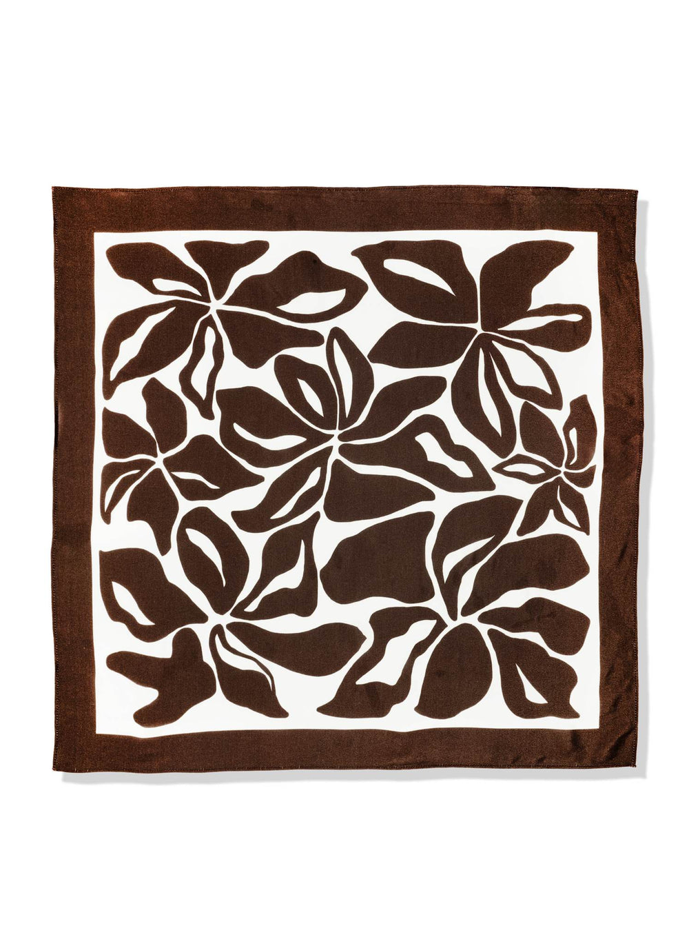 Brown Satin Fern Print Square Scarf