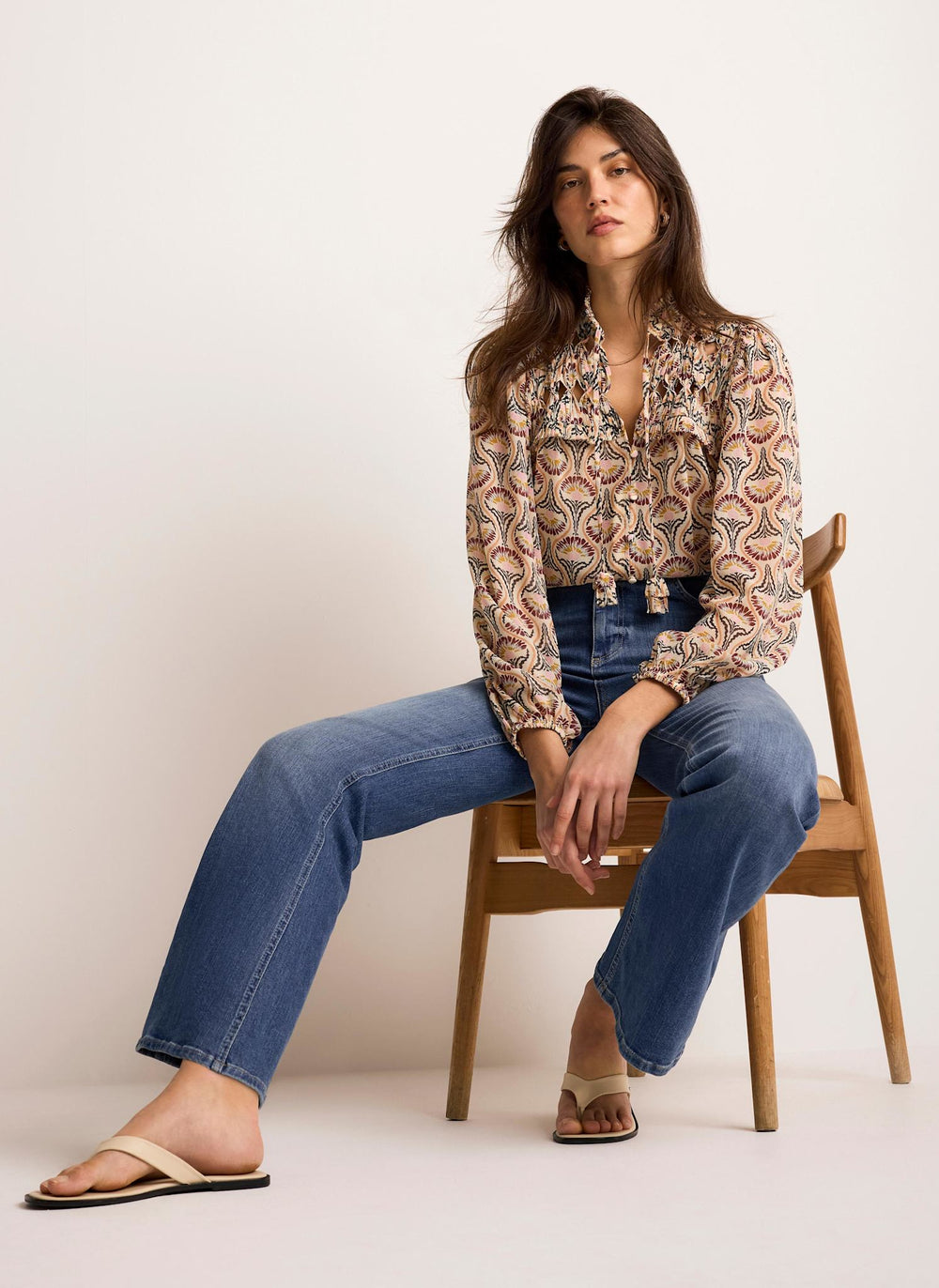 Brown Floral Print Blouse