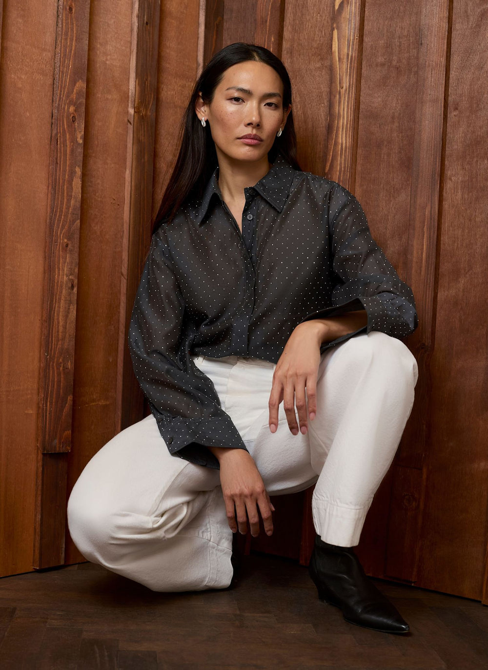 Dark Grey Embellished Detail Shirt