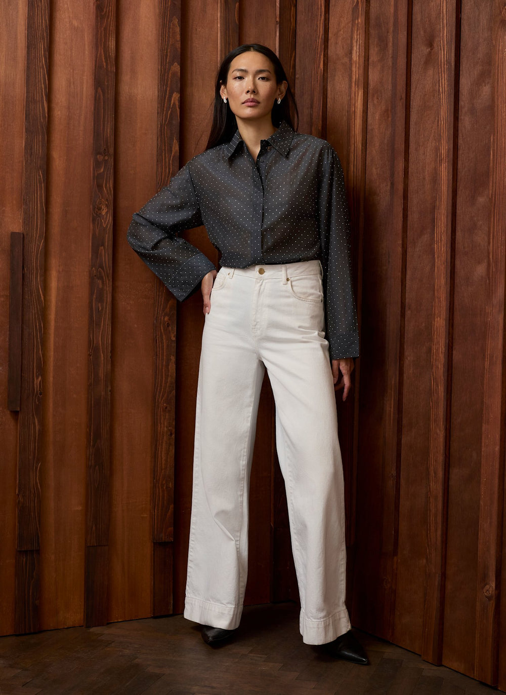 Dark Grey Embellished Detail Shirt
