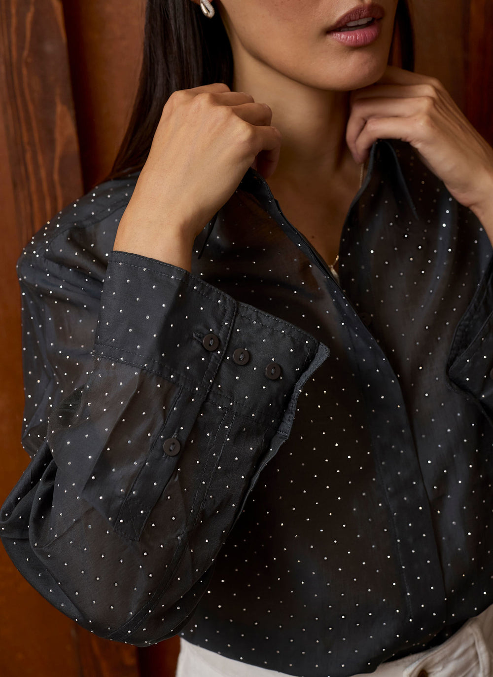 Dark Grey Embellished Detail Shirt