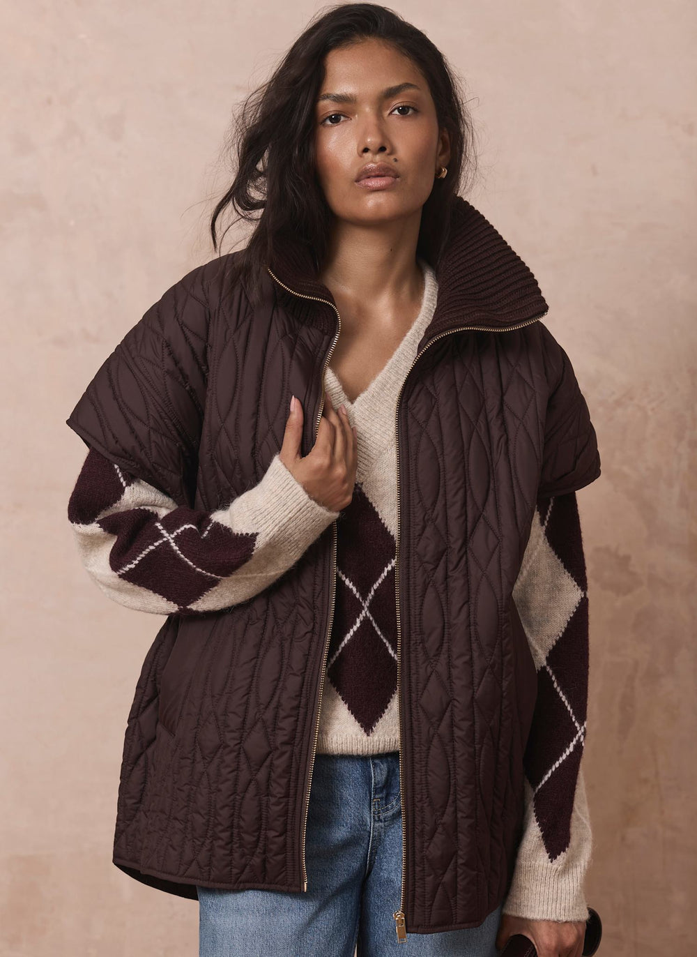 Brown Quilted Gilet