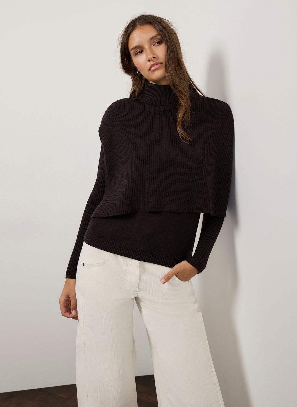Brown Layered Knit Top