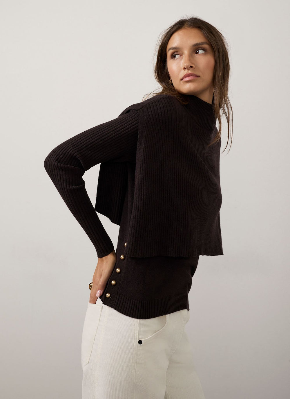 Brown Layered Knit Top