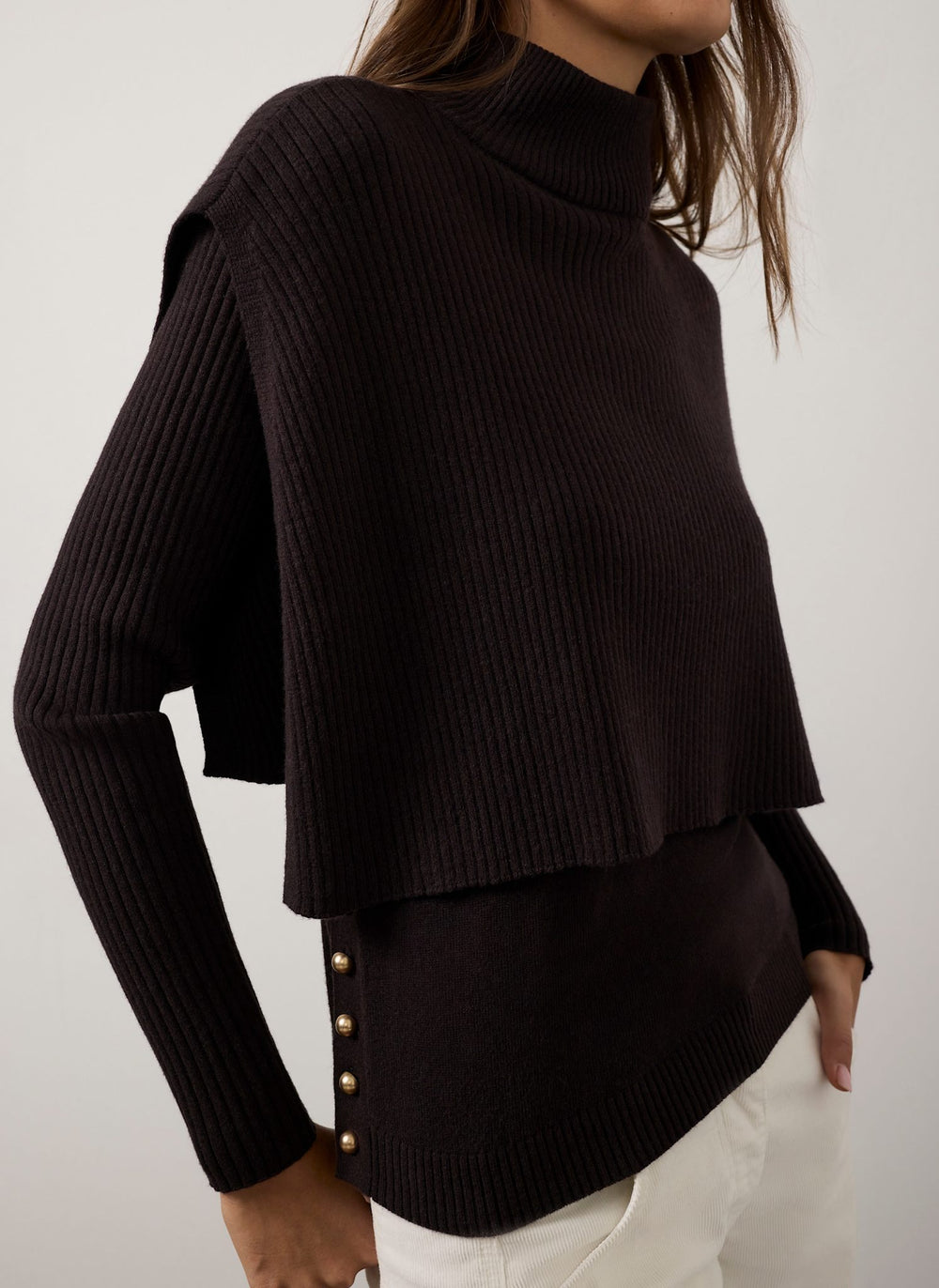 Brown Layered Knit Top