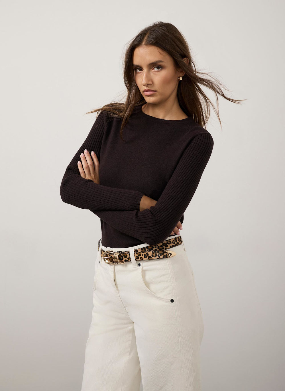 Brown Layered Knit Top