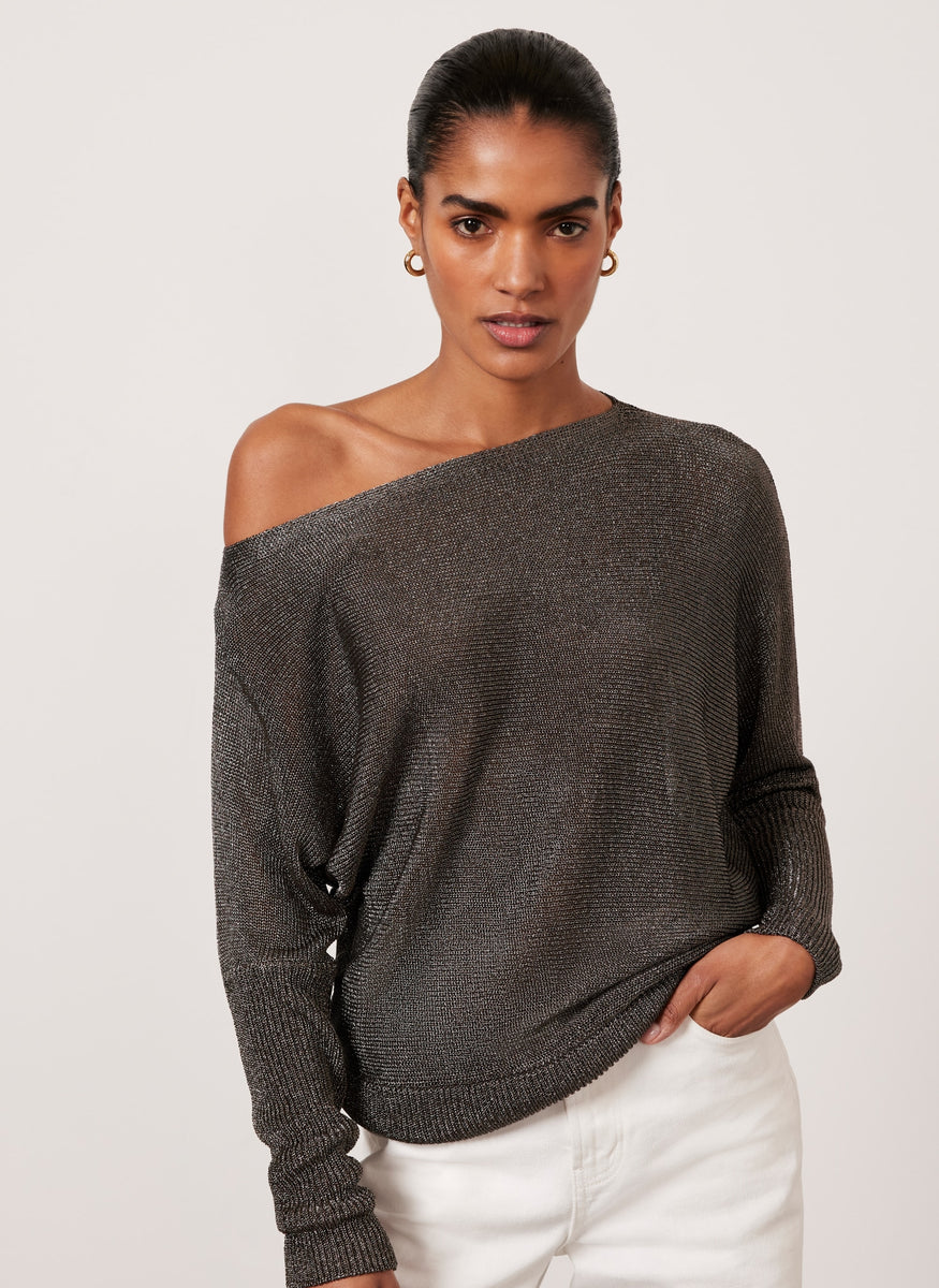 Brown Metallic Batwing Jumper – Mint Velvet