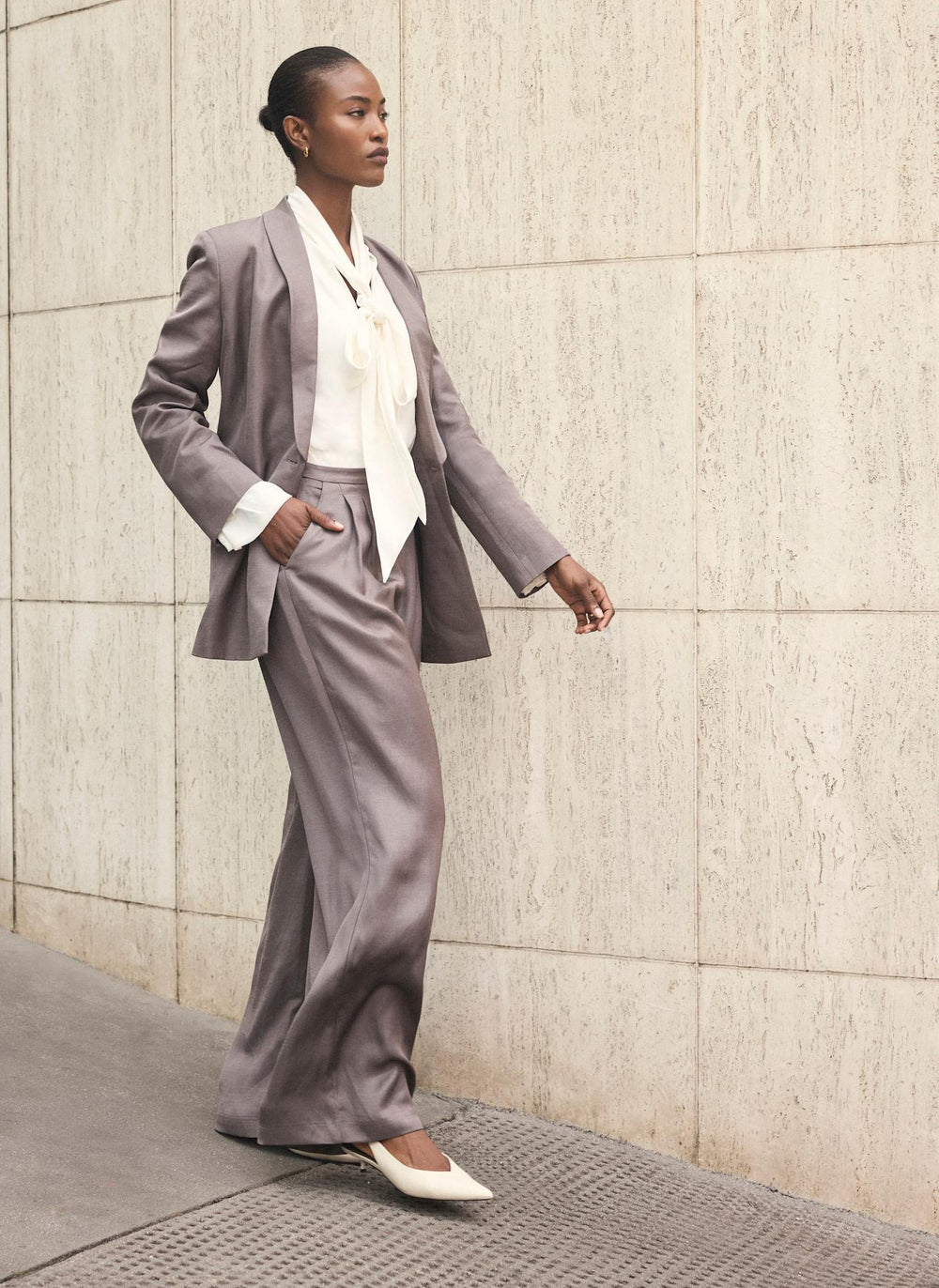 Brown Tailored Wide Leg Trousers