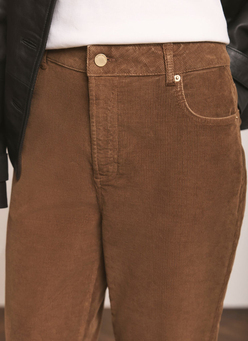 Brown Corduroy Straight Leg Trousers