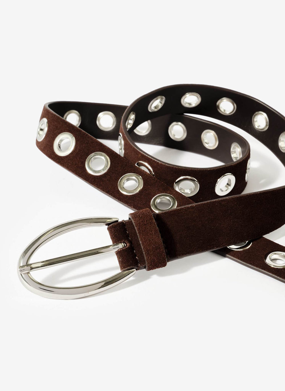 Brown Suede Eyelet Belt