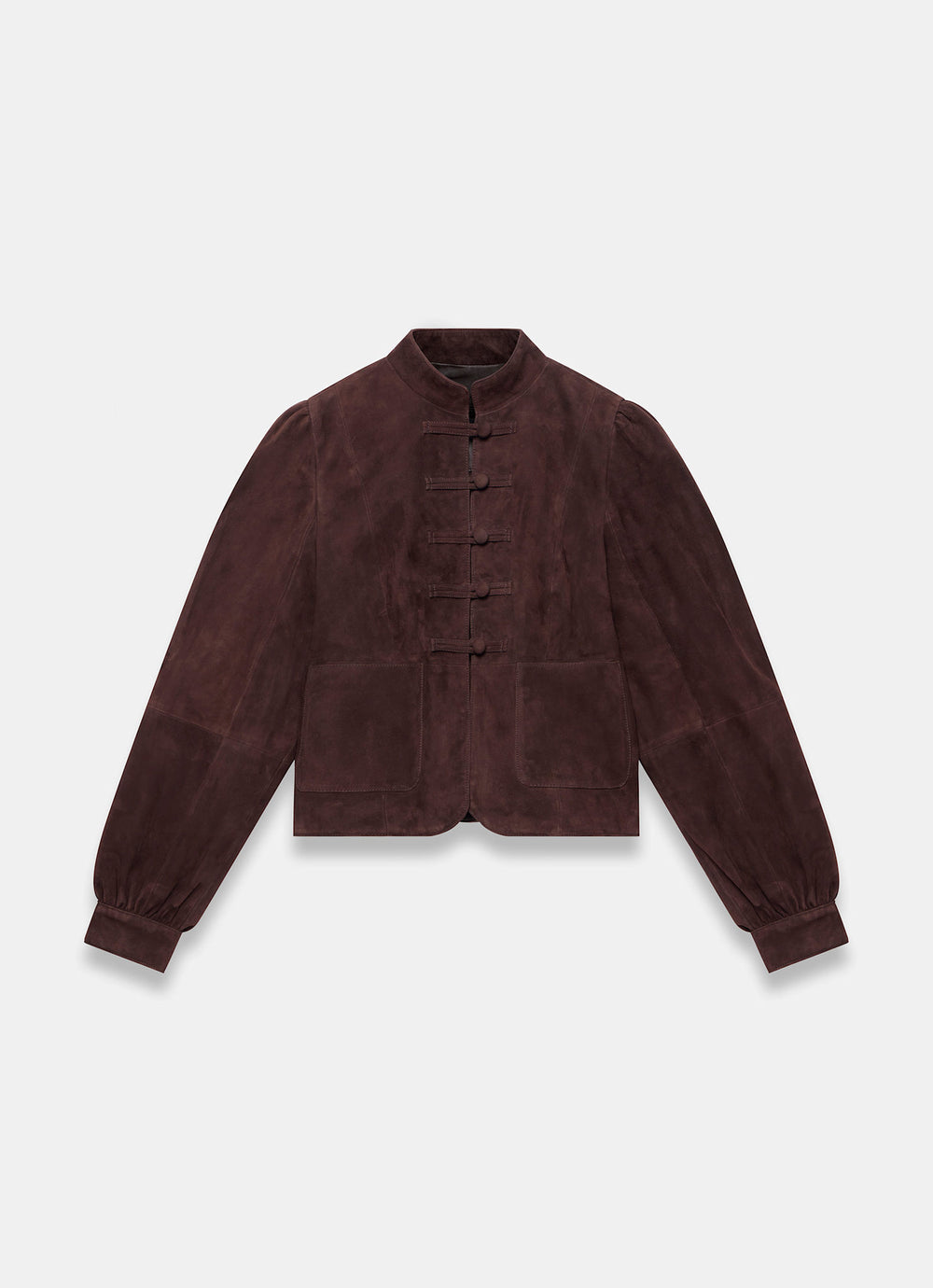 Brown Suede Stand Collar Jacket