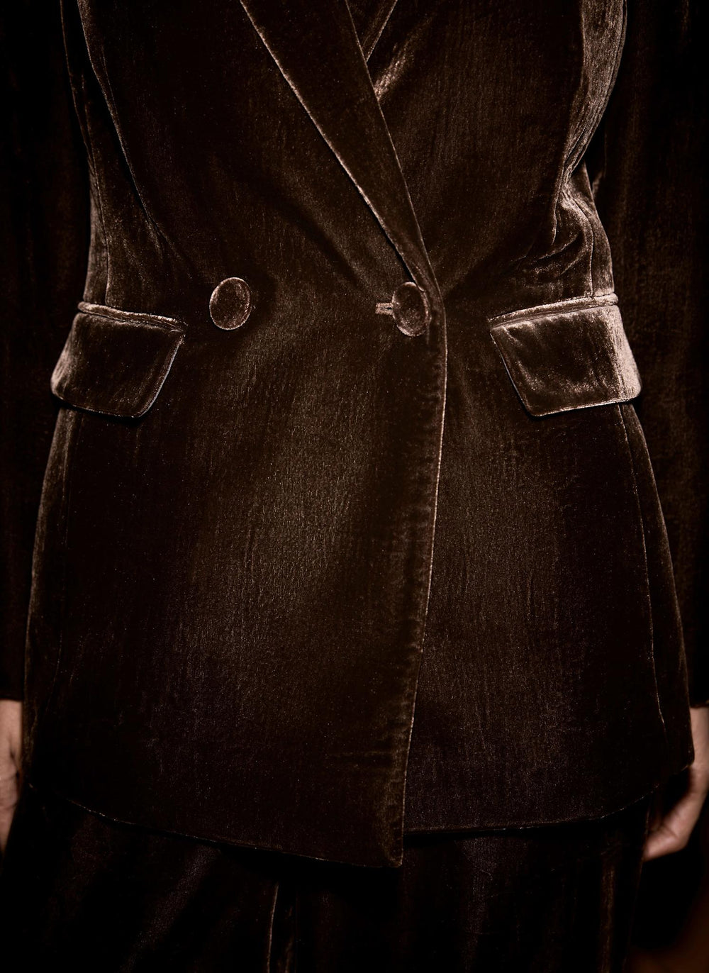 Brown Velvet Double Breasted Blazer
