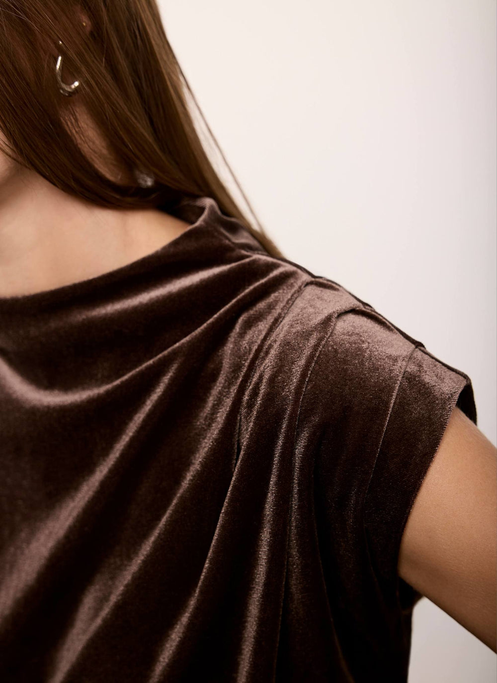 Brown Velvet Sleeveless Top