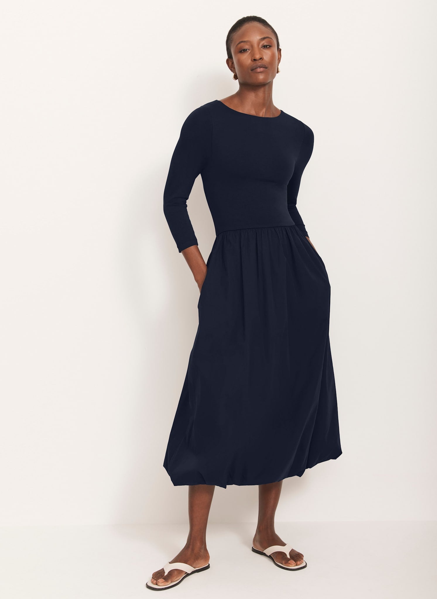Mock Neck Long Sleeve Bubble Hem Dress main image 1