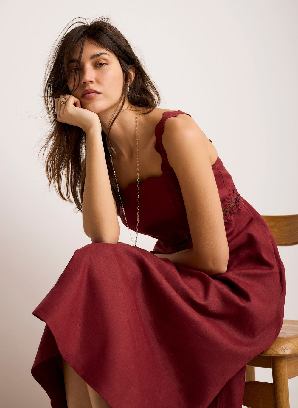 Mint Velvet Women's Linen Midi Dress - Red - Size 8