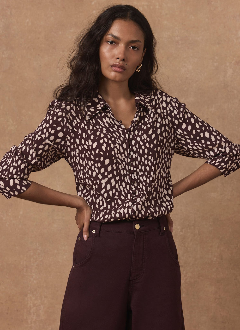 Burgundy Animal Print Shirt