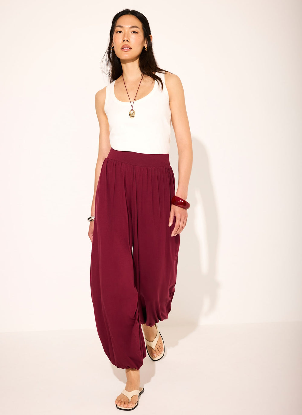 Red Jersey Balloon Trousers