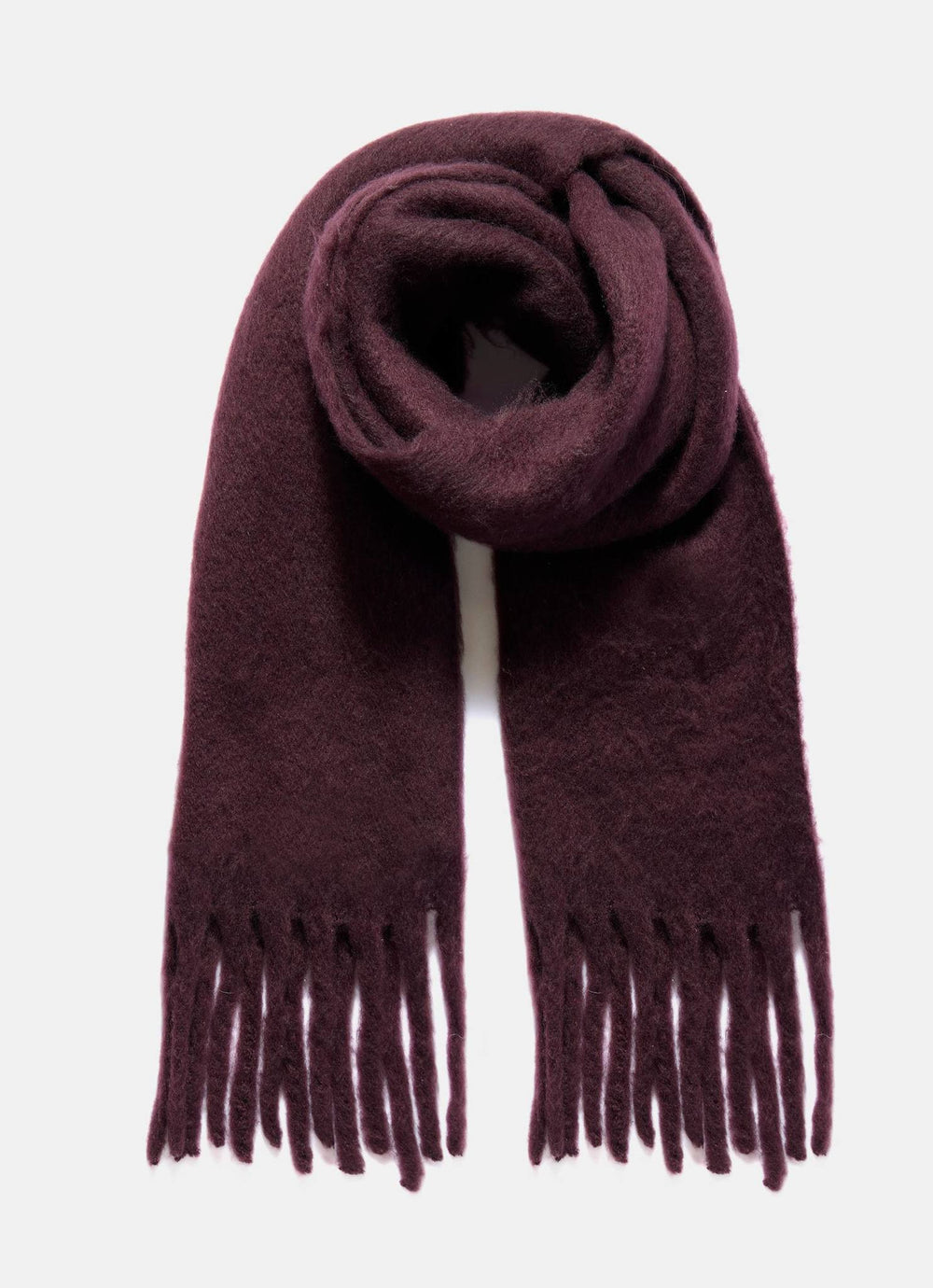 Burgundy Brushed Tassel Scarf