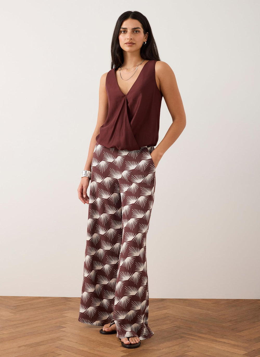 Burgundy Gathered Cami Top