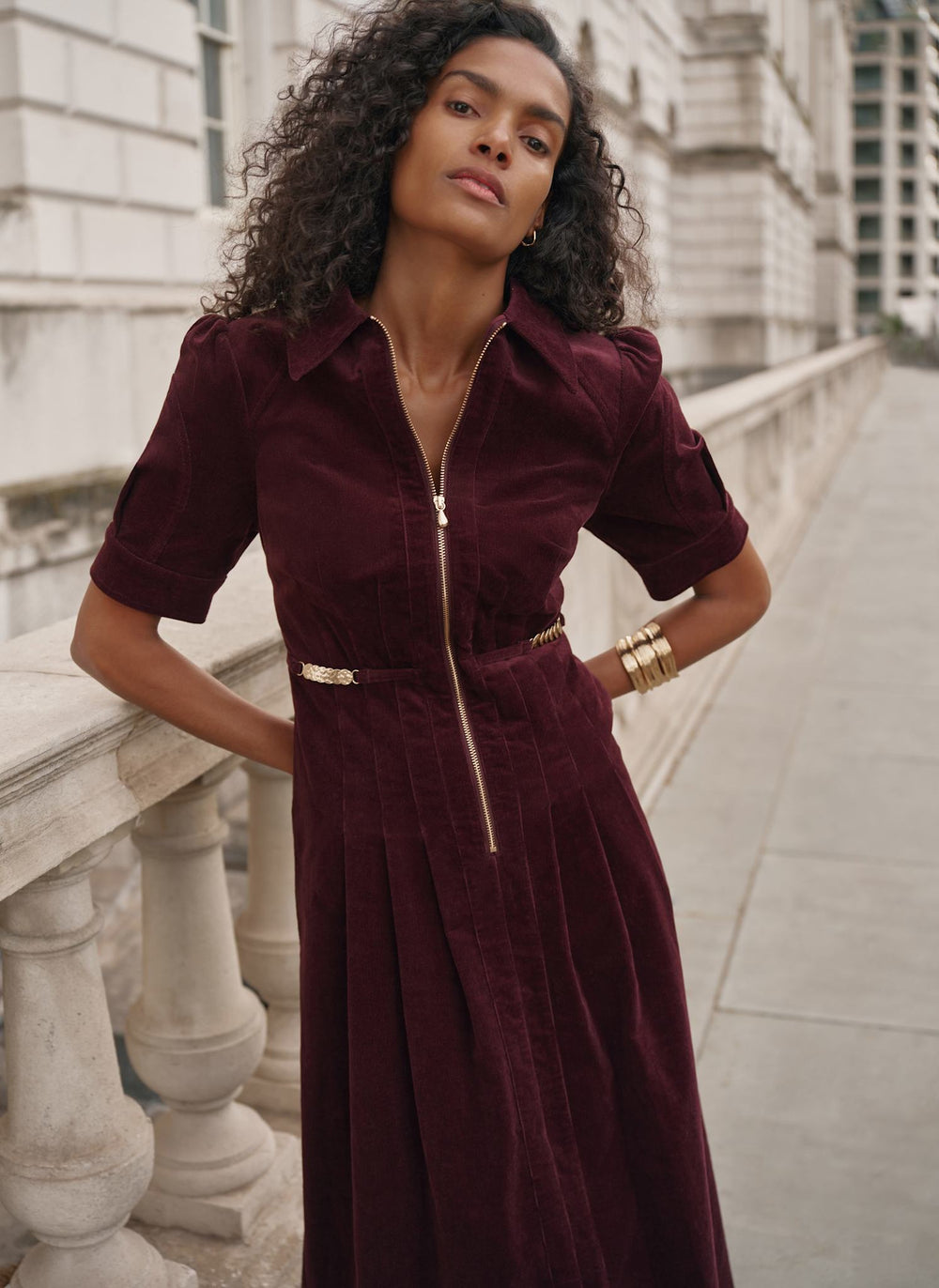Burgundy Corduroy Maxi Dress