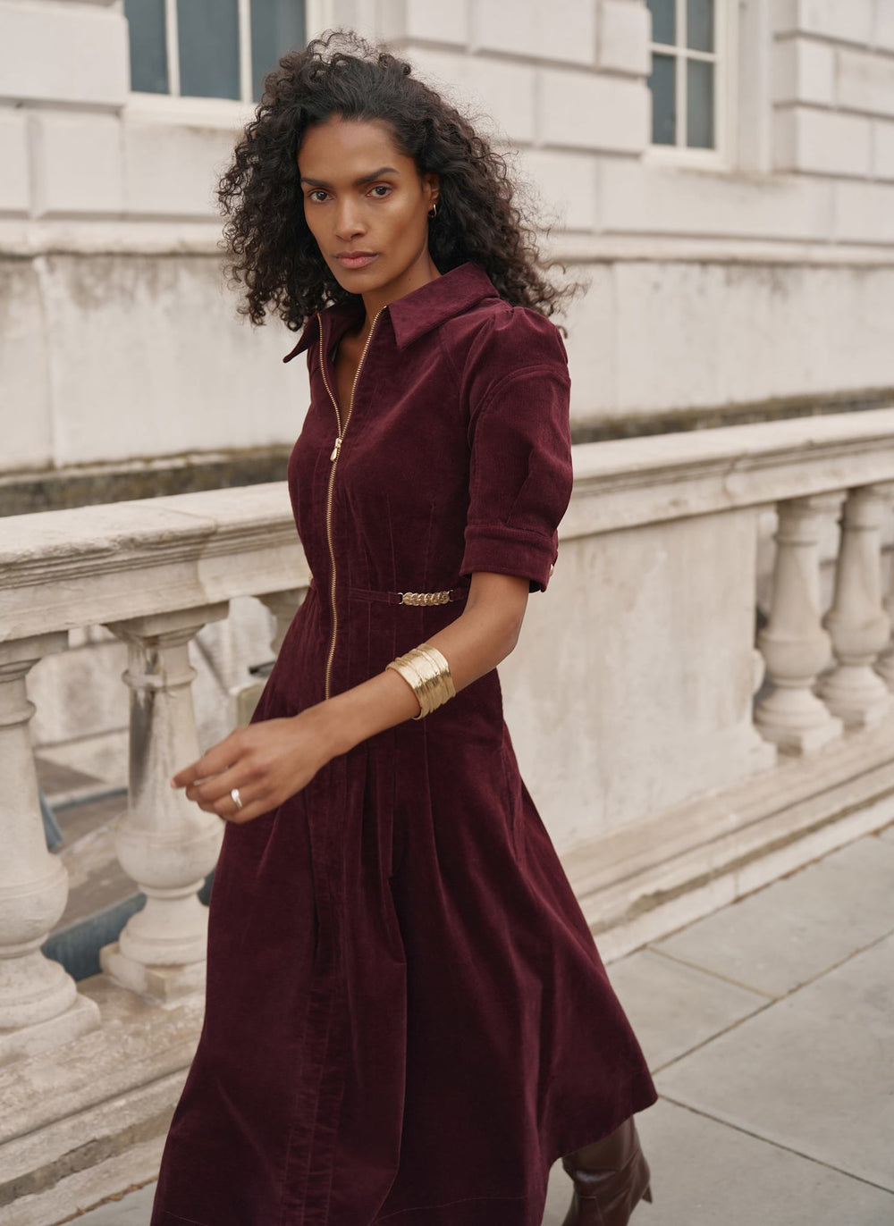 Burgundy Corduroy Maxi Dress
