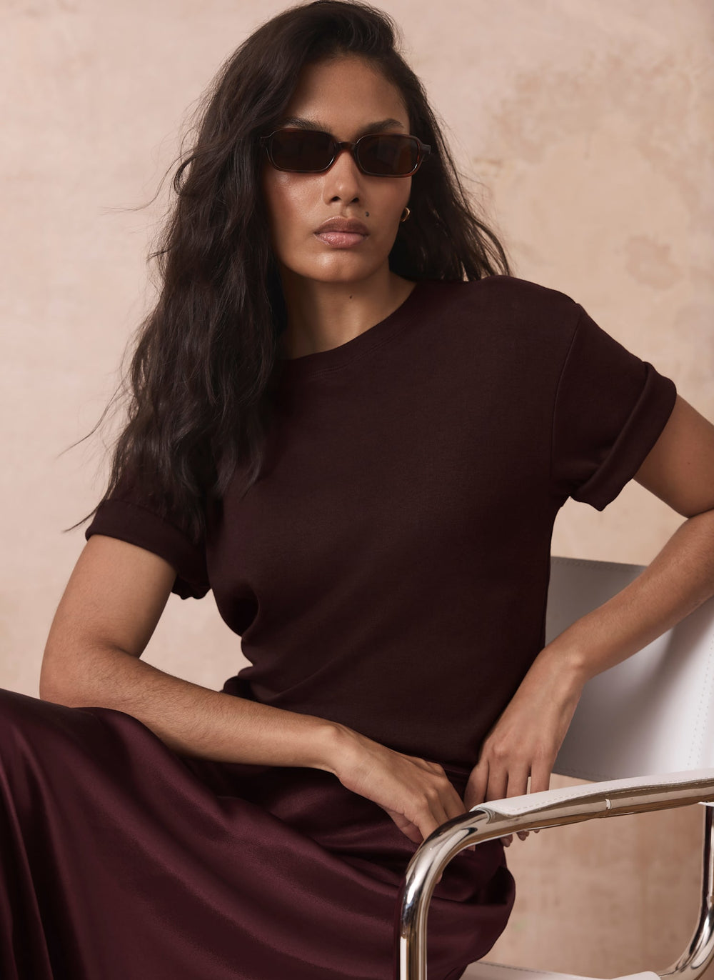 Burgundy Cotton Slim Fit T-Shirt