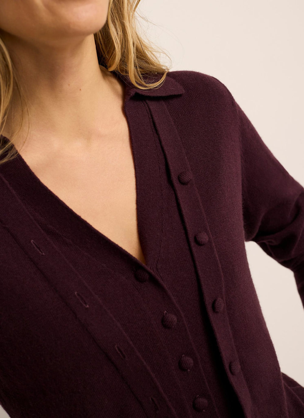 Burgundy Layered Knit Cardigan