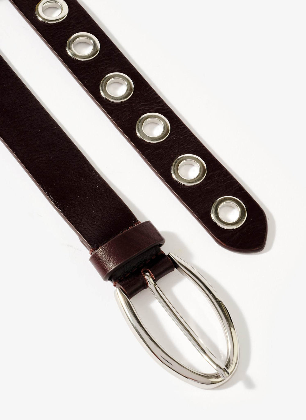 Burgundy Leather Eyelet Belt