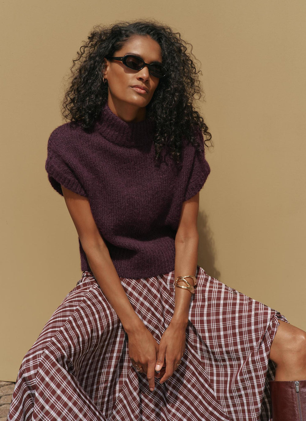 Burgundy Wool Blend Knit Top