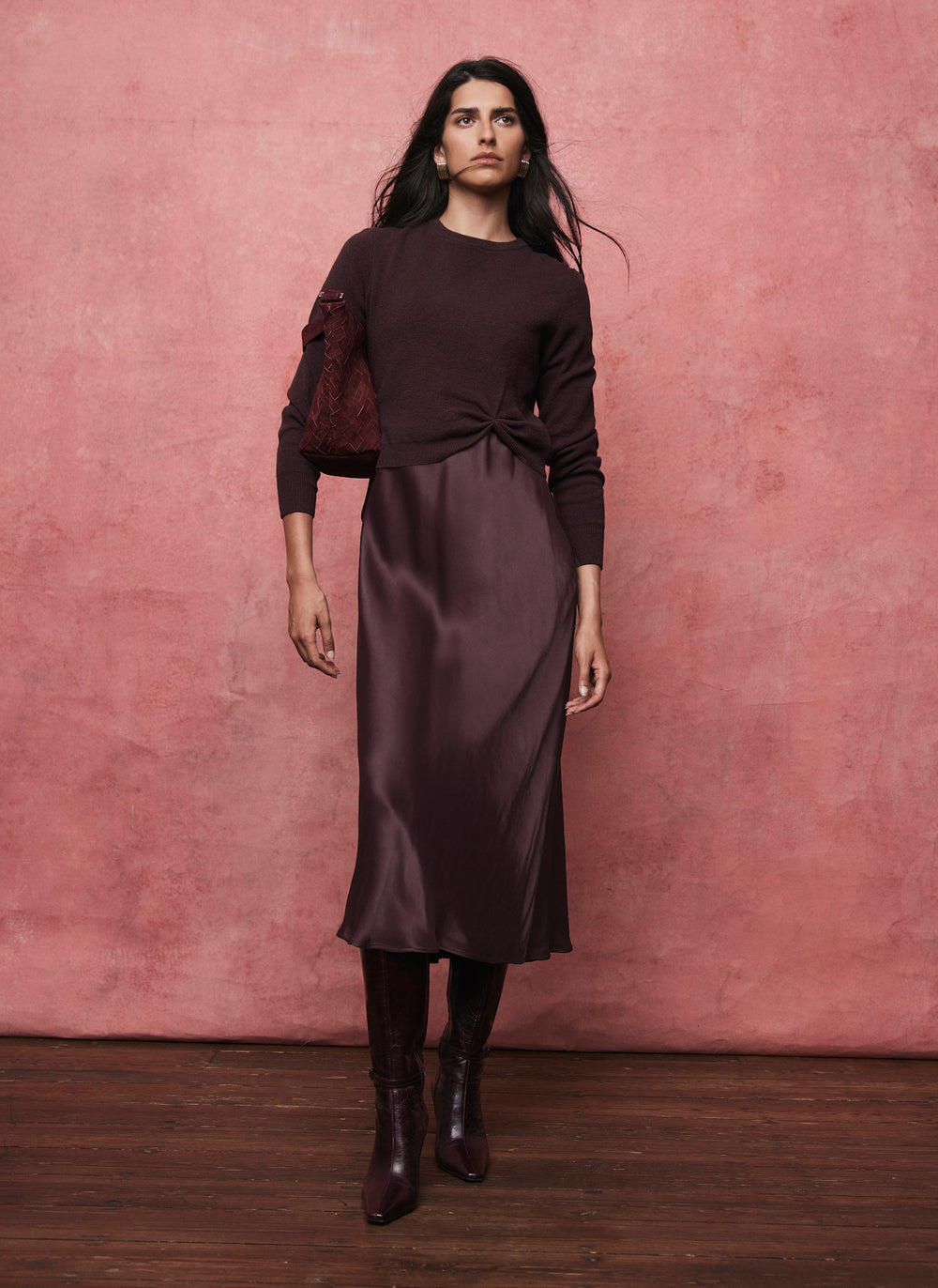 Burgundy Jumper Layered Slip Dress – Mint Velvet