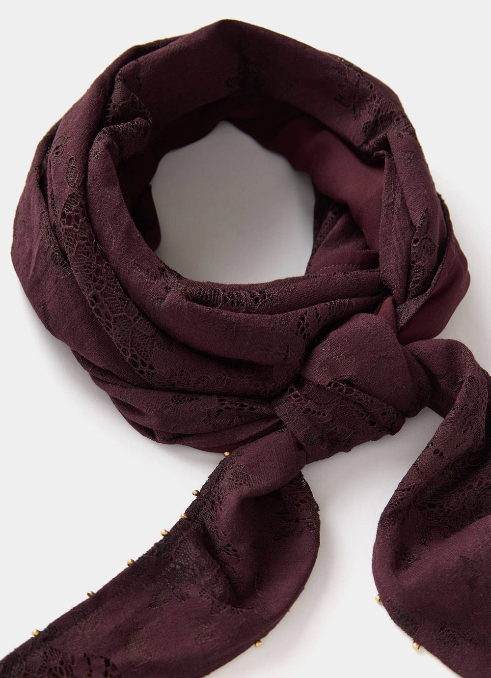 Burgundy Lace Triangle Scarf
