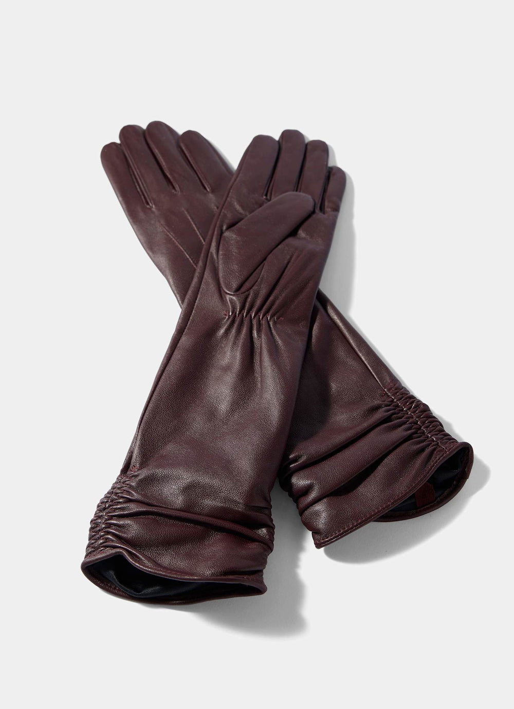 Burgundy Leather Long Gloves