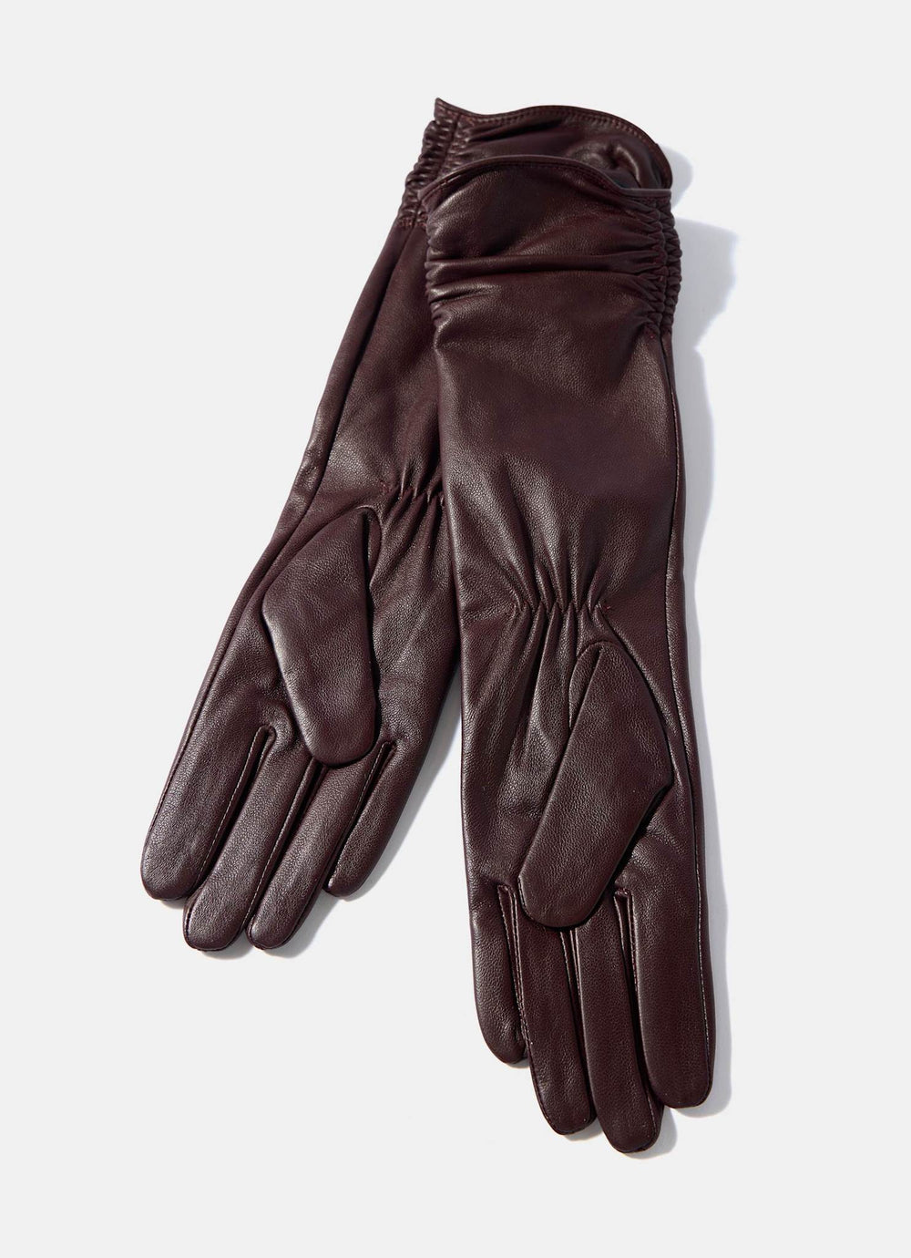 Burgundy Leather Long Gloves