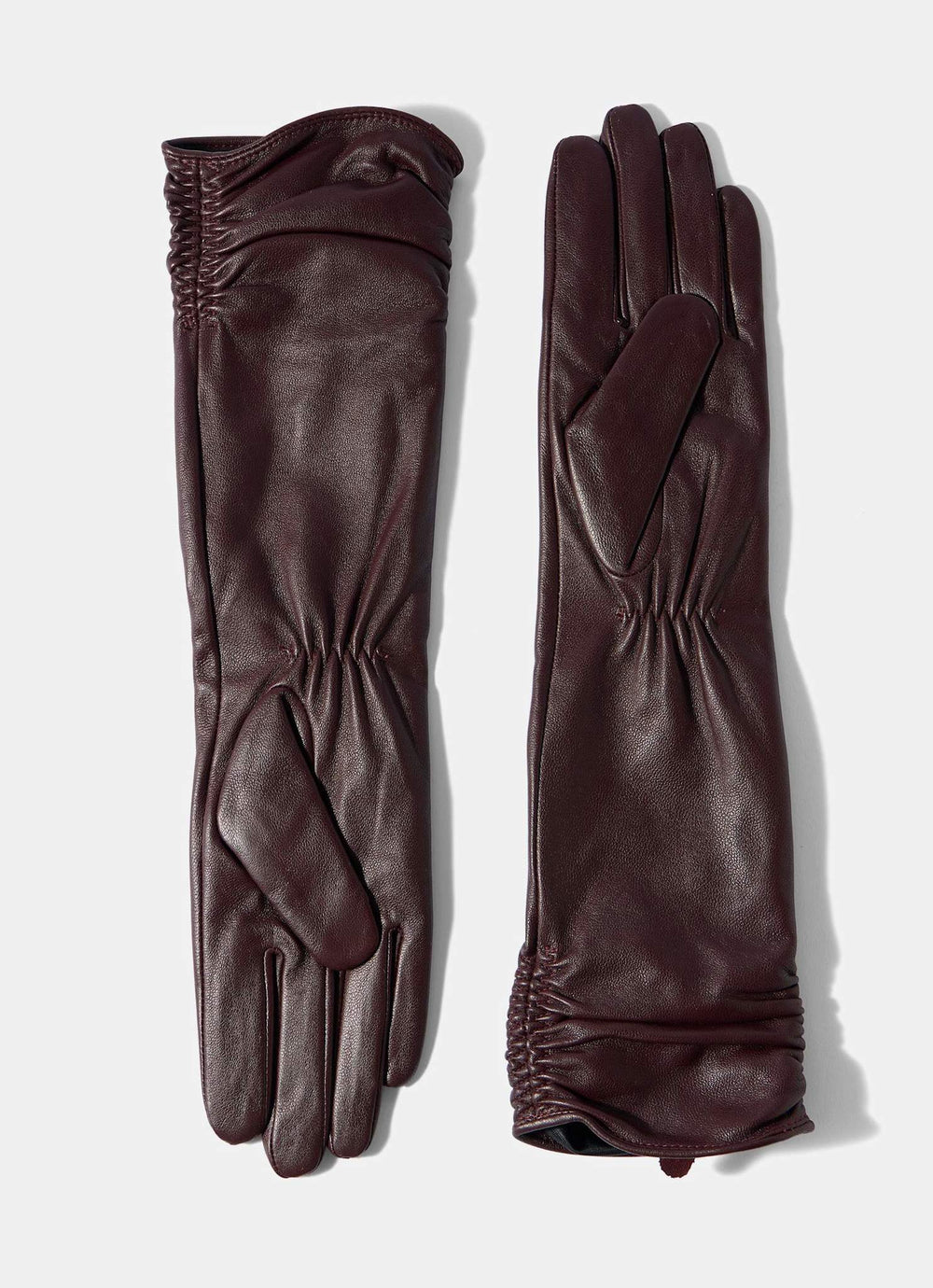 Burgundy Leather Long Gloves