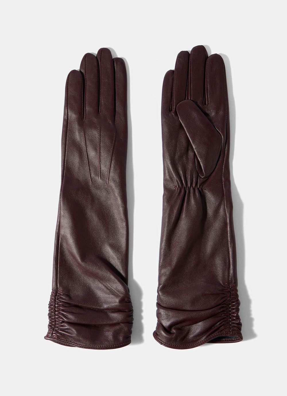 Burgundy Leather Long Gloves